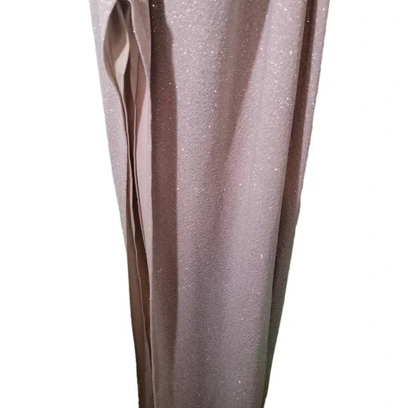 NWT Windsor Evening Dress Special Occasion Back Side Slit Ivory Glitter Gown - Picture 3 of 7